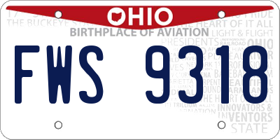 OH license plate FWS9318