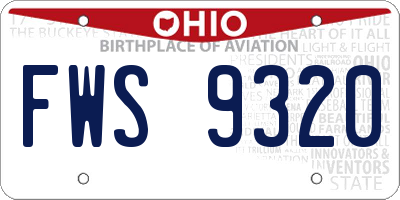 OH license plate FWS9320