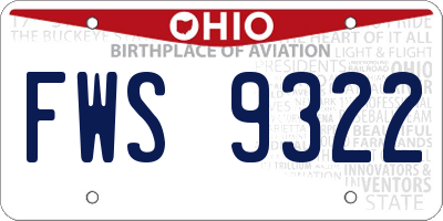 OH license plate FWS9322