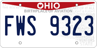 OH license plate FWS9323