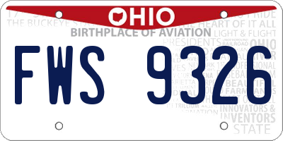 OH license plate FWS9326