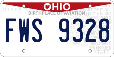 OH license plate FWS9328