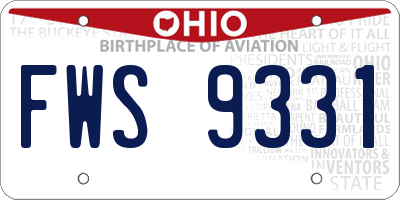 OH license plate FWS9331