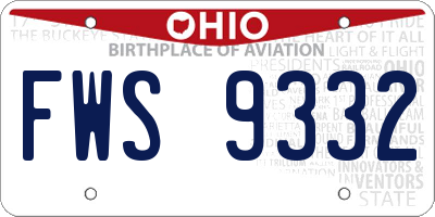 OH license plate FWS9332