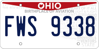 OH license plate FWS9338