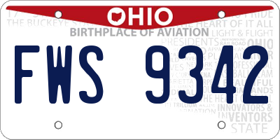 OH license plate FWS9342