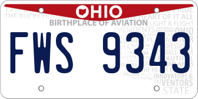 OH license plate FWS9343