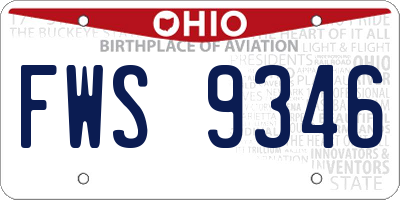 OH license plate FWS9346
