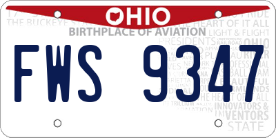 OH license plate FWS9347