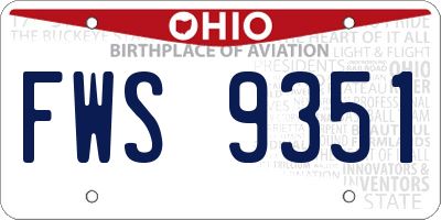 OH license plate FWS9351