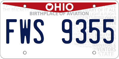 OH license plate FWS9355