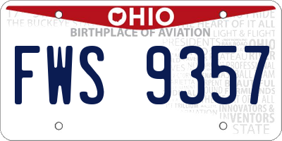 OH license plate FWS9357