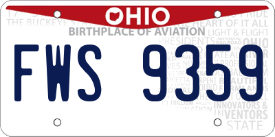 OH license plate FWS9359