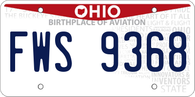 OH license plate FWS9368