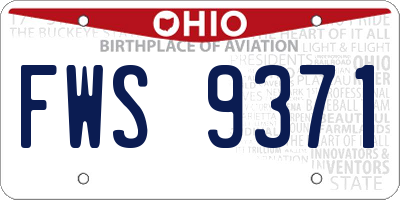 OH license plate FWS9371