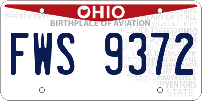 OH license plate FWS9372