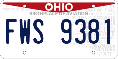 OH license plate FWS9381