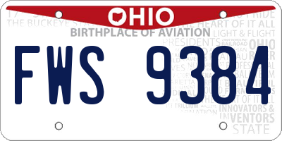 OH license plate FWS9384