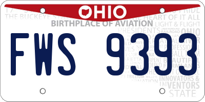 OH license plate FWS9393
