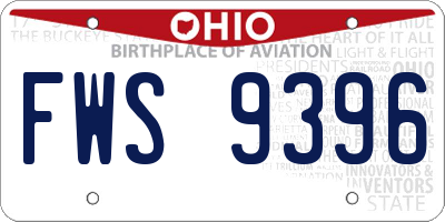OH license plate FWS9396