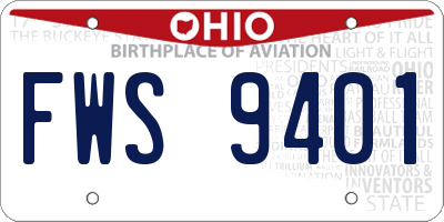 OH license plate FWS9401