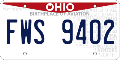 OH license plate FWS9402