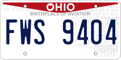 OH license plate FWS9404