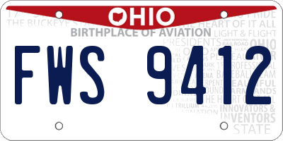 OH license plate FWS9412