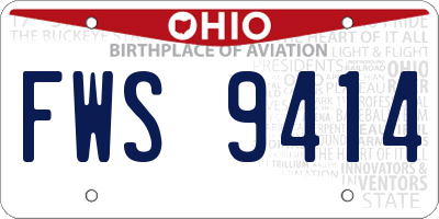 OH license plate FWS9414