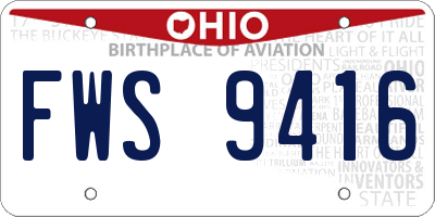 OH license plate FWS9416