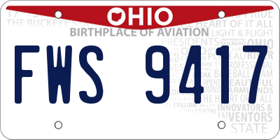 OH license plate FWS9417