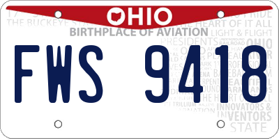 OH license plate FWS9418