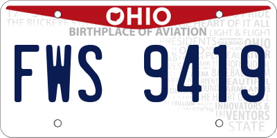 OH license plate FWS9419