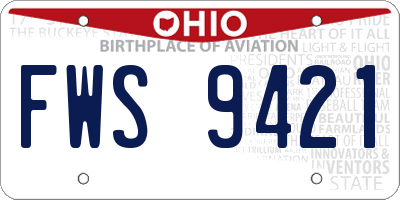 OH license plate FWS9421