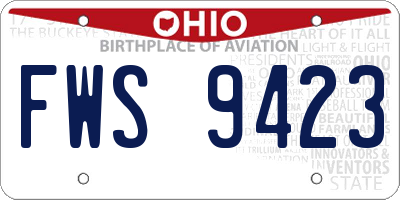 OH license plate FWS9423