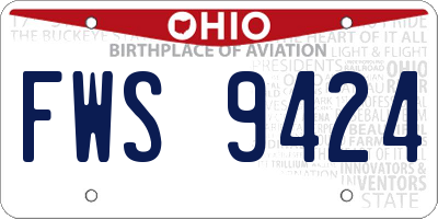 OH license plate FWS9424