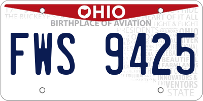 OH license plate FWS9425