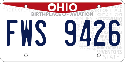 OH license plate FWS9426