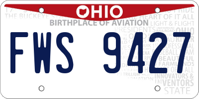 OH license plate FWS9427