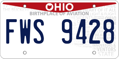 OH license plate FWS9428