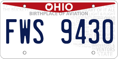 OH license plate FWS9430