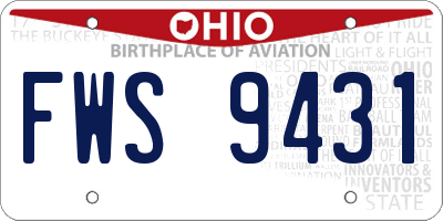 OH license plate FWS9431