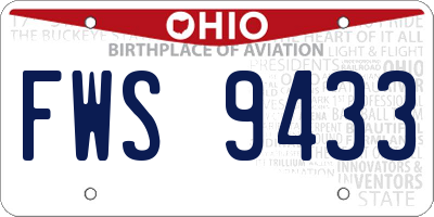 OH license plate FWS9433