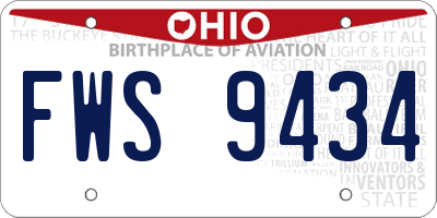 OH license plate FWS9434