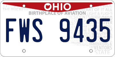 OH license plate FWS9435