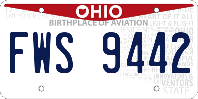 OH license plate FWS9442