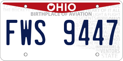 OH license plate FWS9447