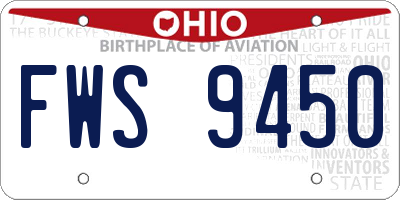 OH license plate FWS9450