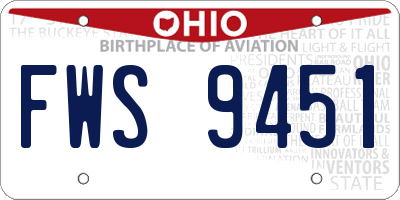 OH license plate FWS9451