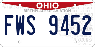 OH license plate FWS9452